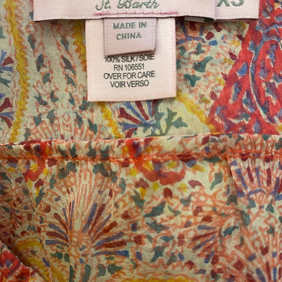 Calypso st Barth silk pink paisley tunic top size XS nwot - Picture 2 of 4